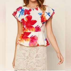 Skies Are Blue Multicolor Floral Blouse